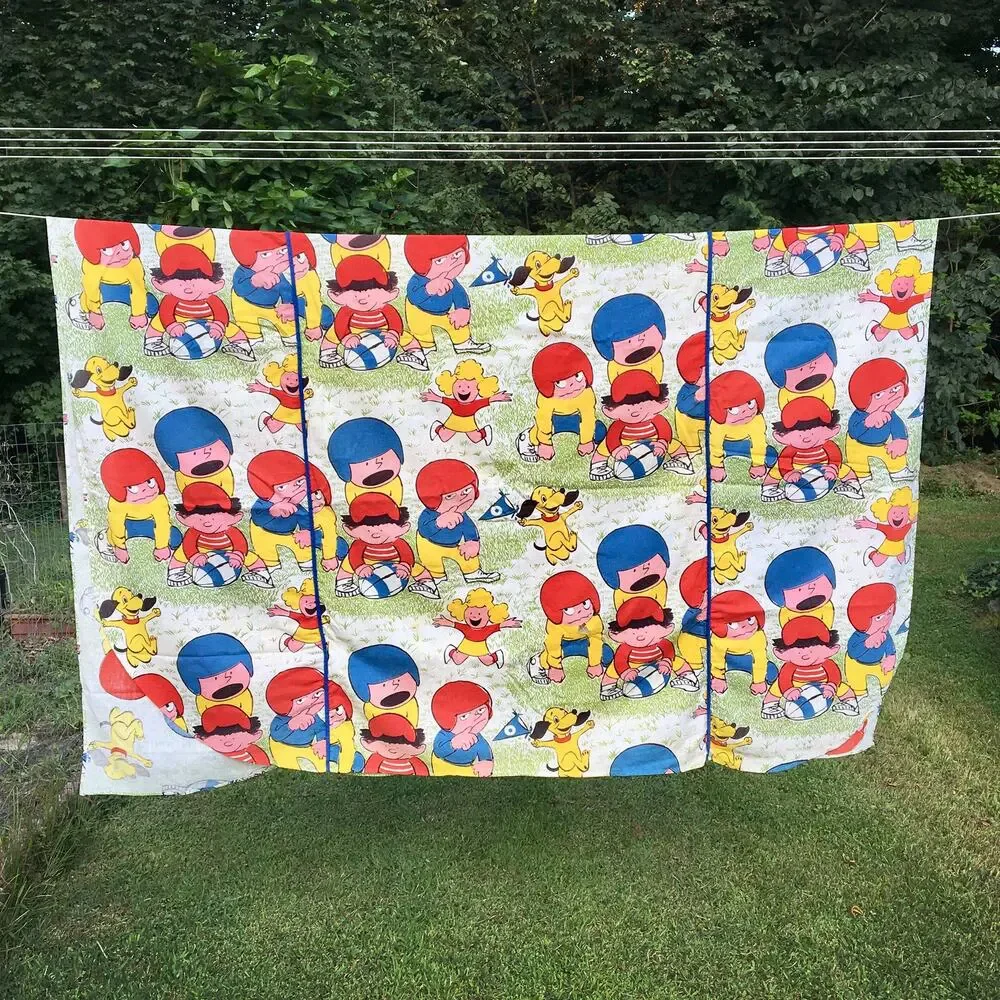 Vintage Children's Football Bedspread / Kid's Twin Size Bed Cover / Coverlet